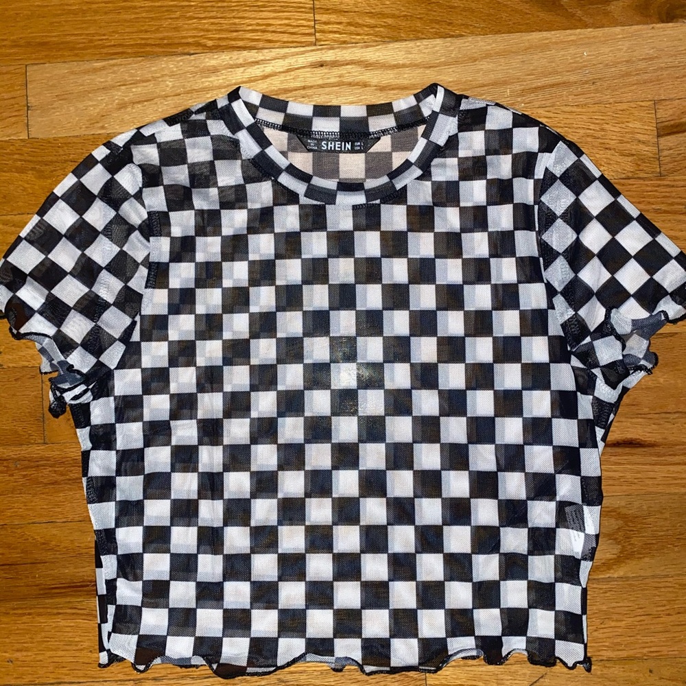 Checkered Mesh Top - Picture 2 of 3